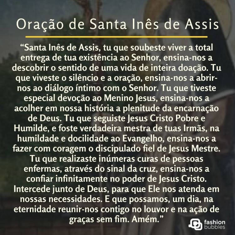 Oração de Santa Inês de Assis 16 de novembro