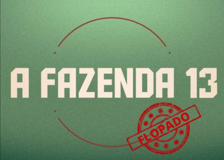 Logo de A Fazenda 13 com carimbo de flopado.