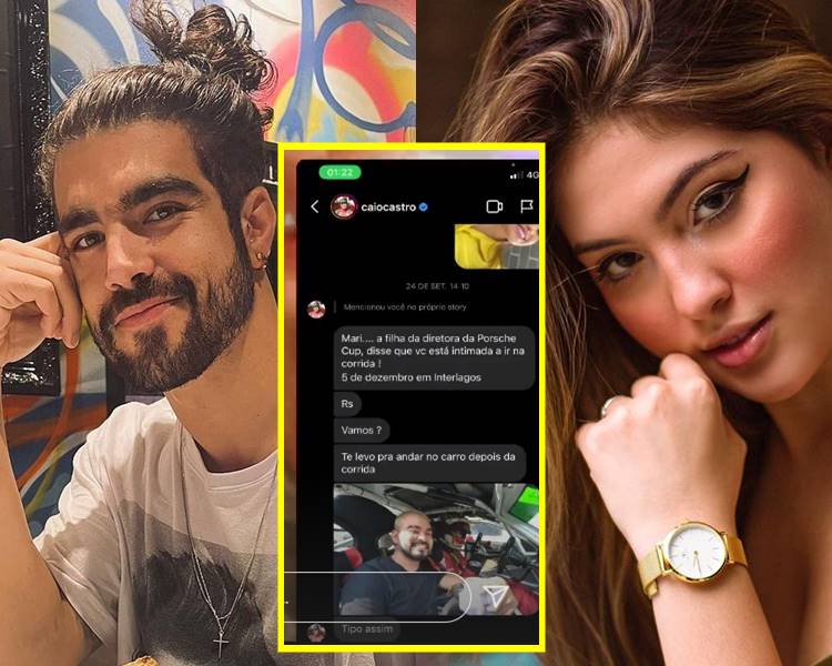 Foto de Caio Castro e de Mari Menezes.