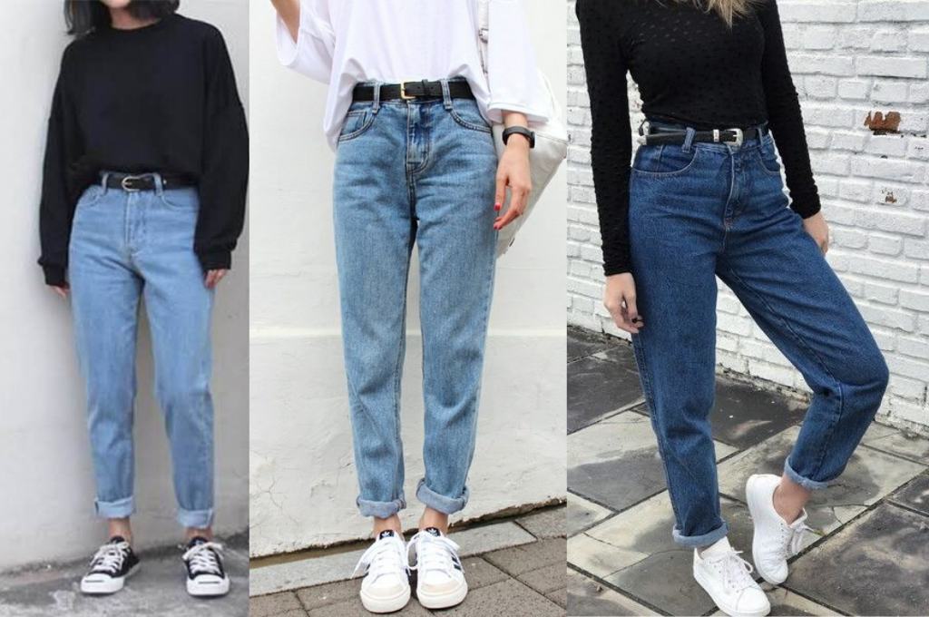 calça mom jeans minimalista