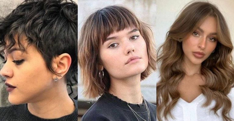 montagem com 3 cortes de cabelo feminino