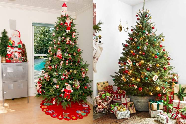 Foto de Árvores de Natal decoradas.