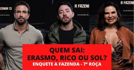 Enquete A Fazenda 2021 7ª Roça: quem sai, Erasmo, Rico ou Solange ? (04/11)