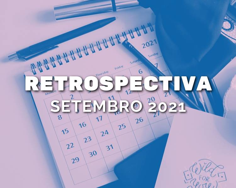 Frase “Retrospectiva 2021: setembro” escrita em foto de calendário. Foto de calendário.
