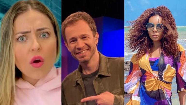 Paula Von Sperling, Tiago Leifert e Thelma Assis Fonte: Reprodução