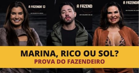 Enquete A Fazenda Prova do Fazendeiro (01/12): Marina Ferrari, Rico Melquiades e Solange Gomes, quem ganha?