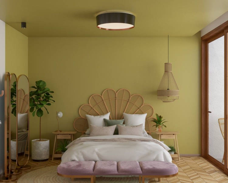 quarto com parede e teto pintados na cor do ano Suvinil, Eclipse parede de quarto Eclipse