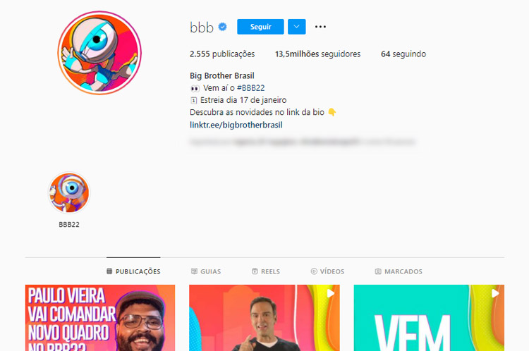 O Instagram do BBB já está em ritmo de cobertura