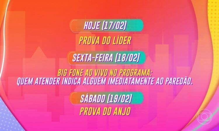 Dinâmica da 5ª semana do BBB 22: Prova do Líder, Big Fone e Prova do Anjo Dinâmica da 5ª semana do BBB 22