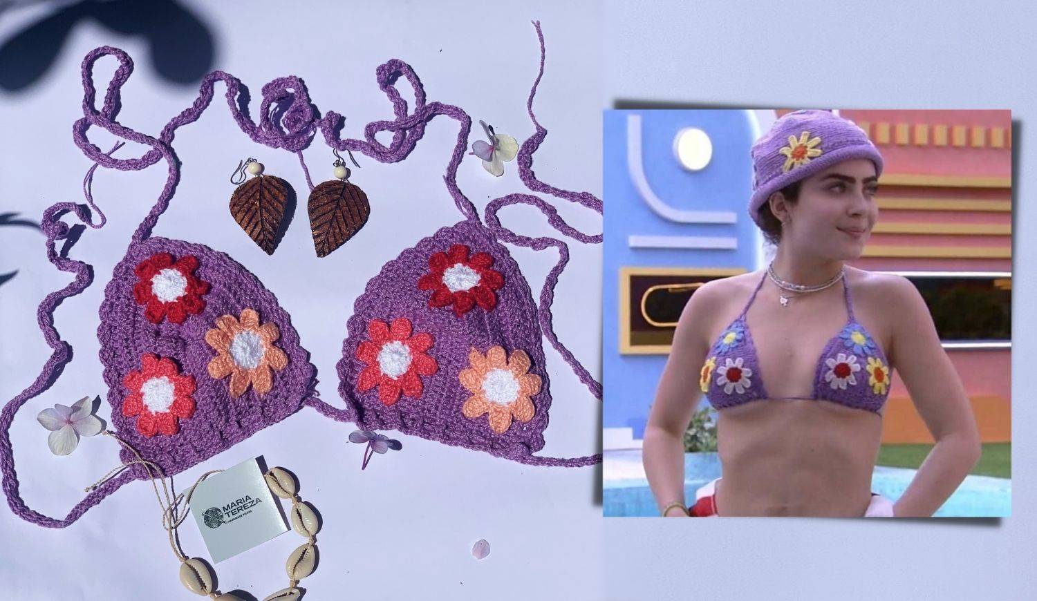 Foto de biquíni de crochê feito igual ao da Jade Picon no BBB 22.