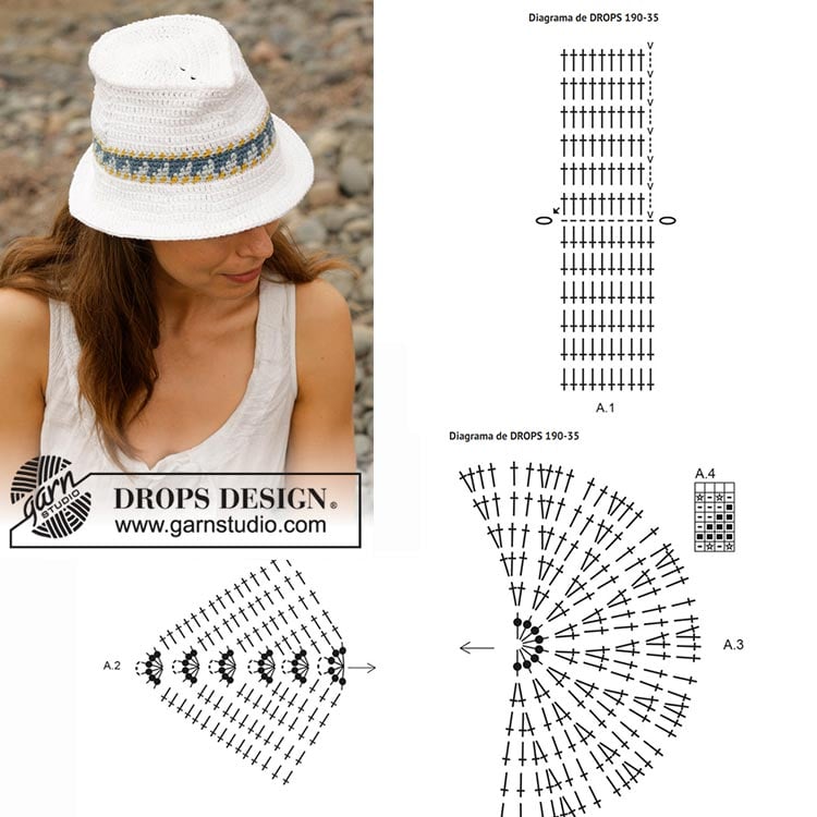 gráfico de chapéu bucket hat crochê