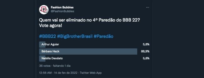 Enquete BBB Twitter Fashion Bubbles