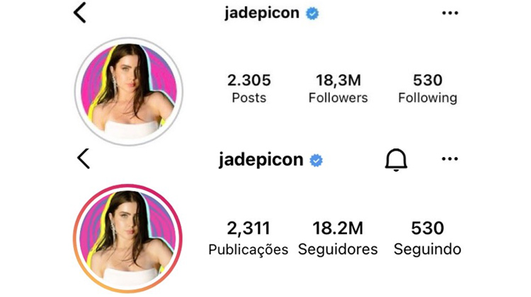 Seguidores Jade Picon BBB 22 no Instagram