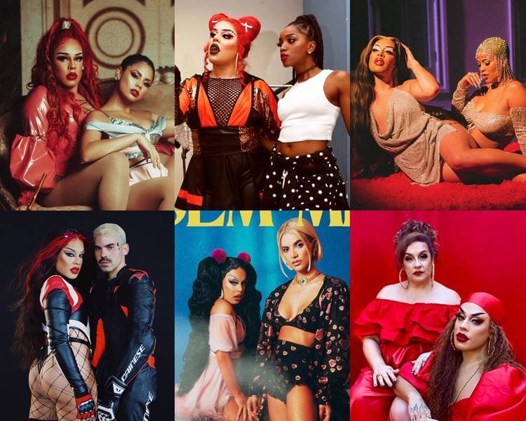 Drag Queen Gloria Groove com alguns cantores que tem feat. Foto de Gloria Groove com alguns cantores que tem feat.