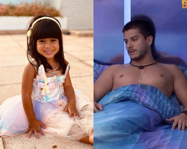 Sophia filha de Arthur Aguiar do BBB 22 e o brother. Foto de Sophia e Arthur Aguiar.