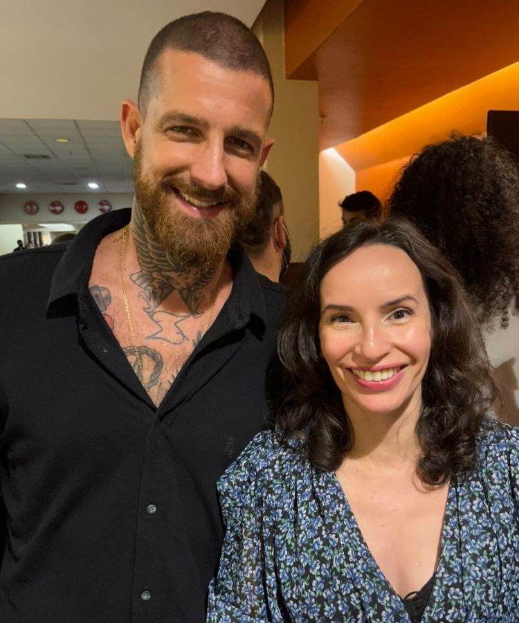 Denise Pitta, editora-chefe do Fashion Bubbles, e Leandro D'Lucca, empresário e marido de Cleo.