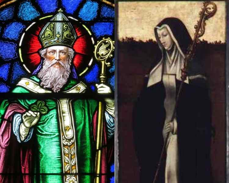 Foto de imagem dos santos Patrício da Irlanda e Gertrudes de Nivelles.