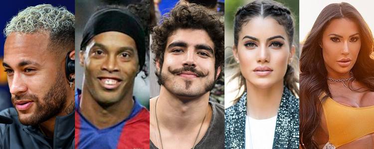 Foto com os Top 5 influenciadores mais bem pagos do Brasil.