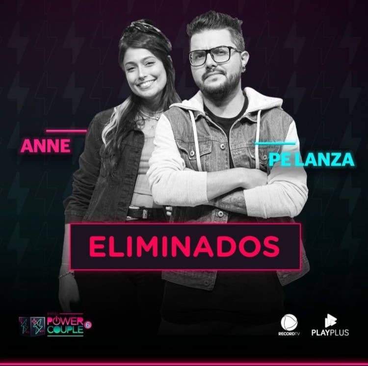Anne Duarte e Pe Lanza foram os sétimos eliminados do Power Couple Brasil
