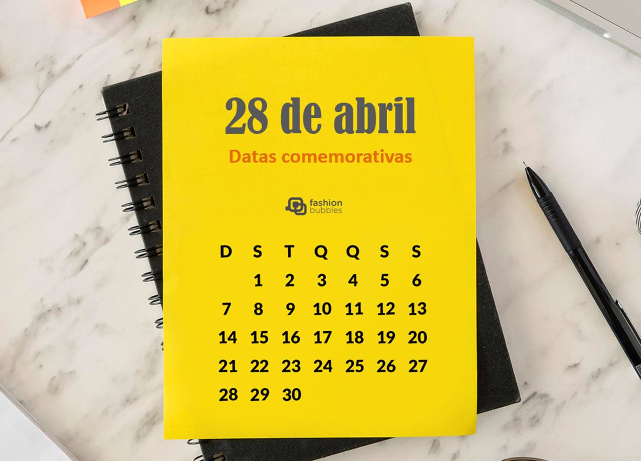 Foto de calendário com data 28 de abril.