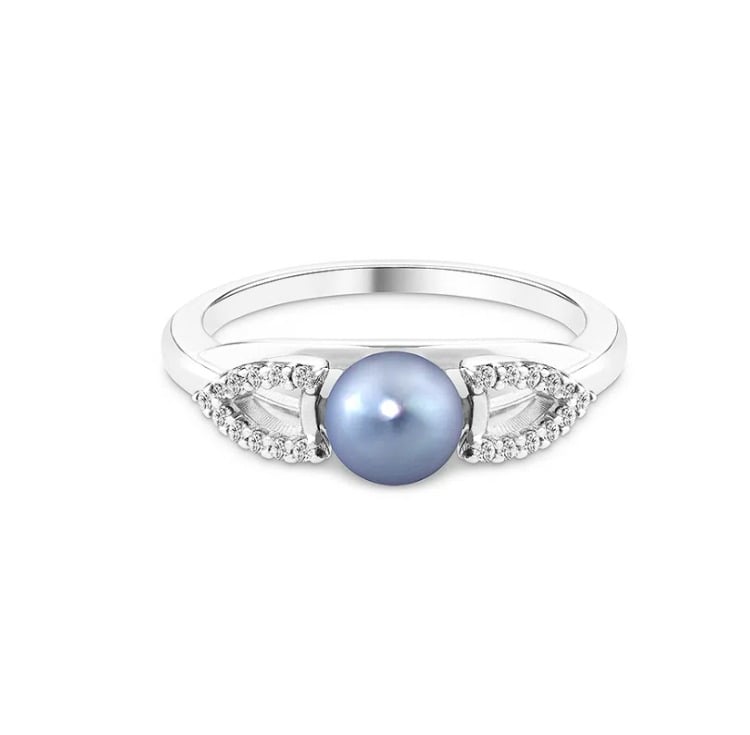 anel prata com pérola azul no centro