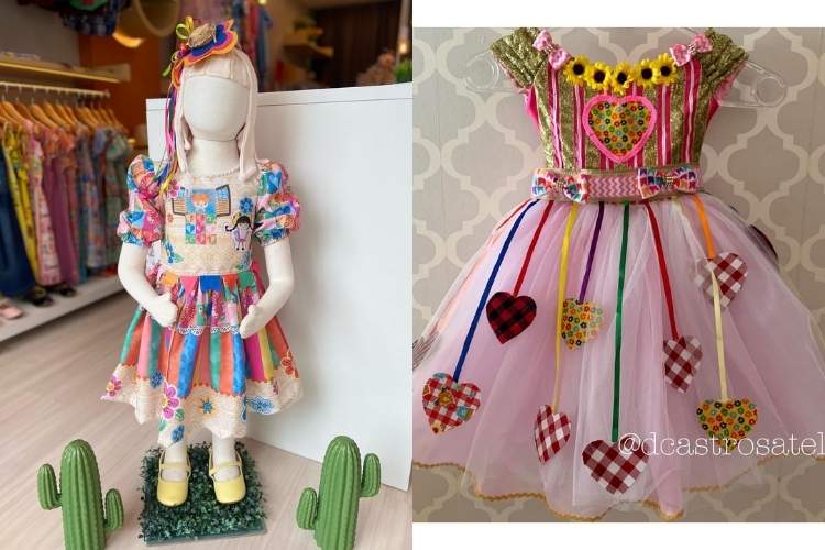 Foto de vestido infantil moderno para festa quadrilha.