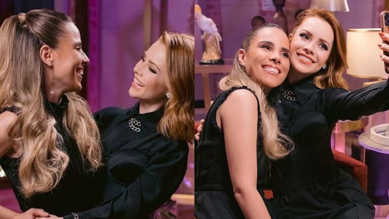 Wanessa Camargo e Sandy trocam olhares em uma foto. Ao lado as cantoras posam para uma selfie