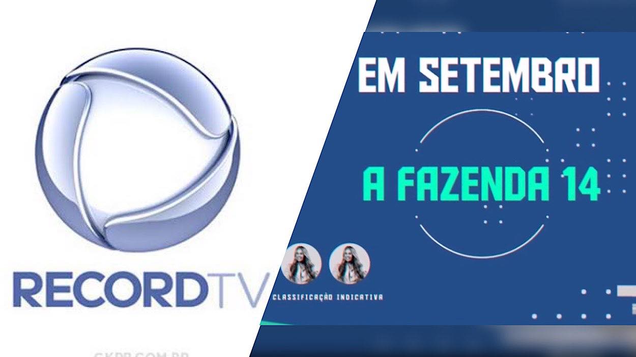 Logos da Record TV e de A Fazenda.