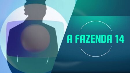 Dois logos, da Globo (com uma silhueta masculina) e de A Fazenda 14