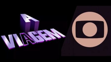 Logos da novela A Viagem e da Globo.