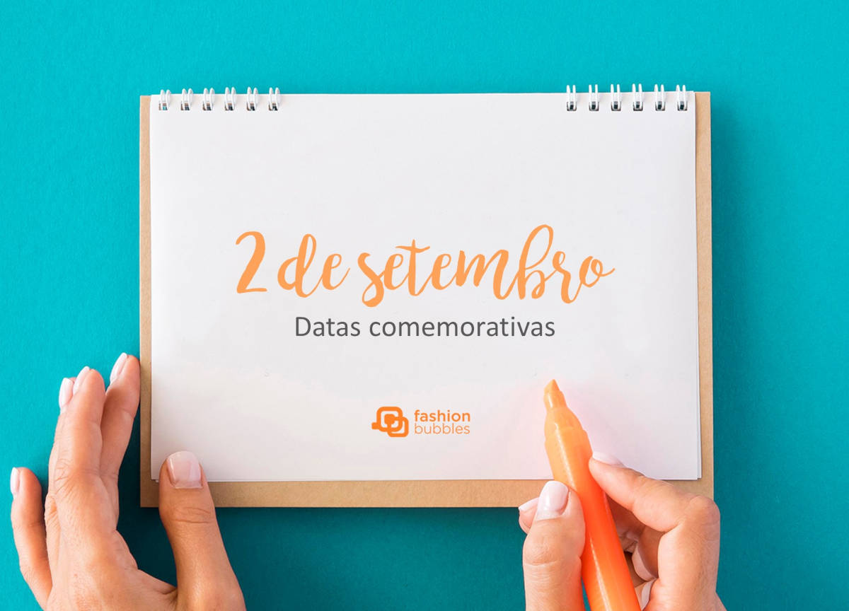 montagem feita para o dia 2 de setembro com escrita neon em um caderno e mãos segurando um marca-texto laranja. O fundo é azul turquesa