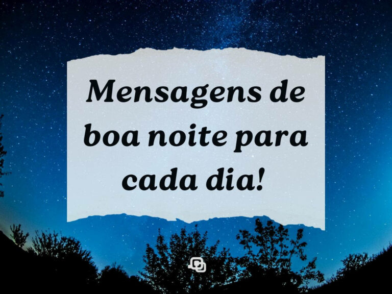 Foto de paisagem de noite escura com a frase "Mensagens de boa noite para cada dia" em destaque no centro