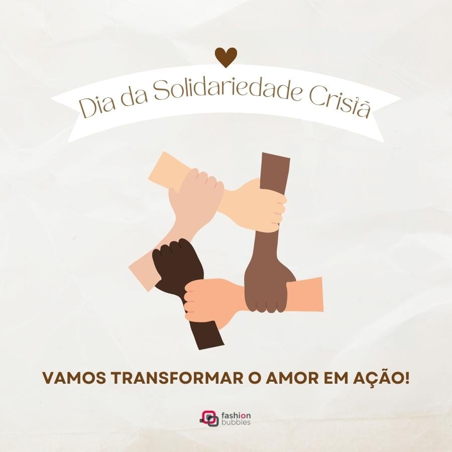 cartão virtual para o Dia da Solidariedade Cristã com ilustração de mãos