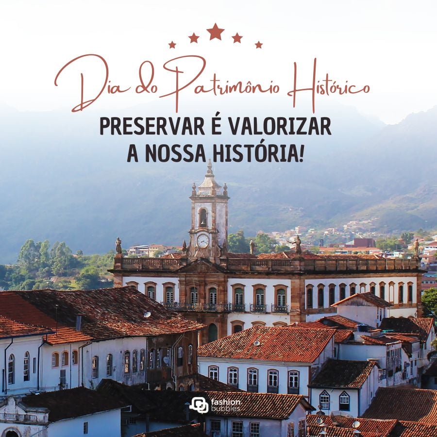 cartão virtual para o Dia do Patrimônio Histórico Nacional com foto de Ouro Preto