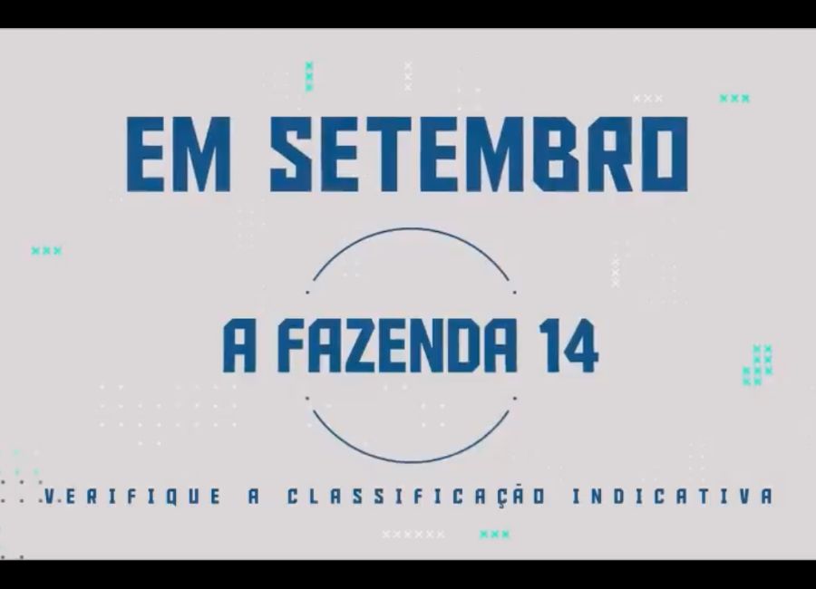 Imagem com o logo de A Fazenda 14, anunciando o reality para setembro