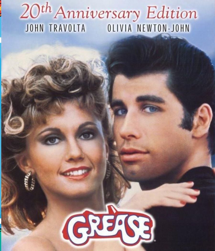 Olivia Newton-John e John Travolta no poster do filme Grease