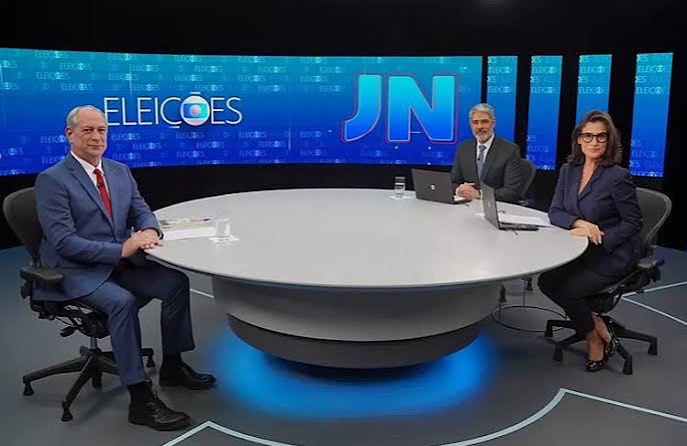 Ciro Gomes na mesa especial do Jornal Nacional com Renata Vasconcellos e William Bonner