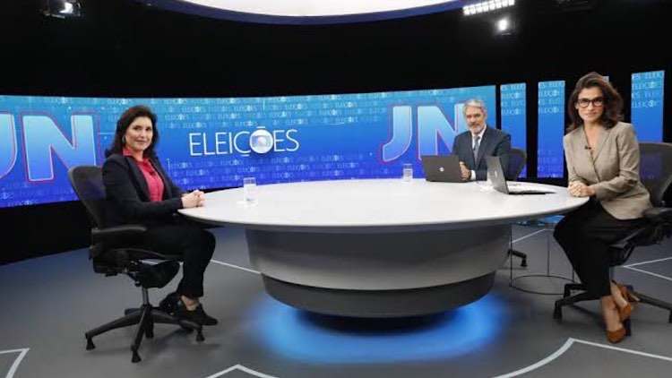 Candidata Simone Tebet no Jornal Nacional. Fonte: Globo