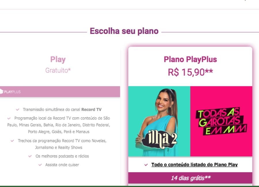 Play Plus  Saiba como assistir online a programação da Record - Melhor  Escolha
