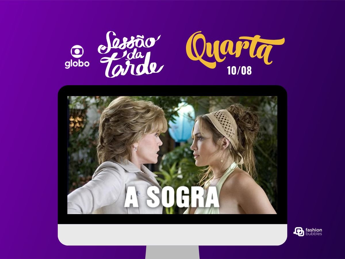 Montagem com logo da Sessão da Tarde, da Globo e Tvzinha com imagem do filme "A Sogra".