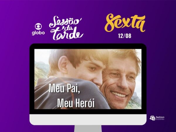 Montagem com logo da Sessão da Tarde, da Globo e Tvzinha com imagem do filme "Meu Pai, Meu Herói".