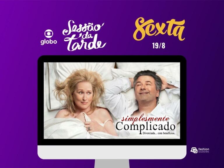 Montagem com logo da Sessão da Tarde e data de hoje, 19/08. Na parte de baixo, uma tvzinha com foto do filme que vai passar hoje. Personagem Jane e Jake estão deitados na cama, fotografados da cabeça ao peito. Ela está nua coberta por lençol, e ele de roupão com as mãos atrás da cabeça, a apoiando.