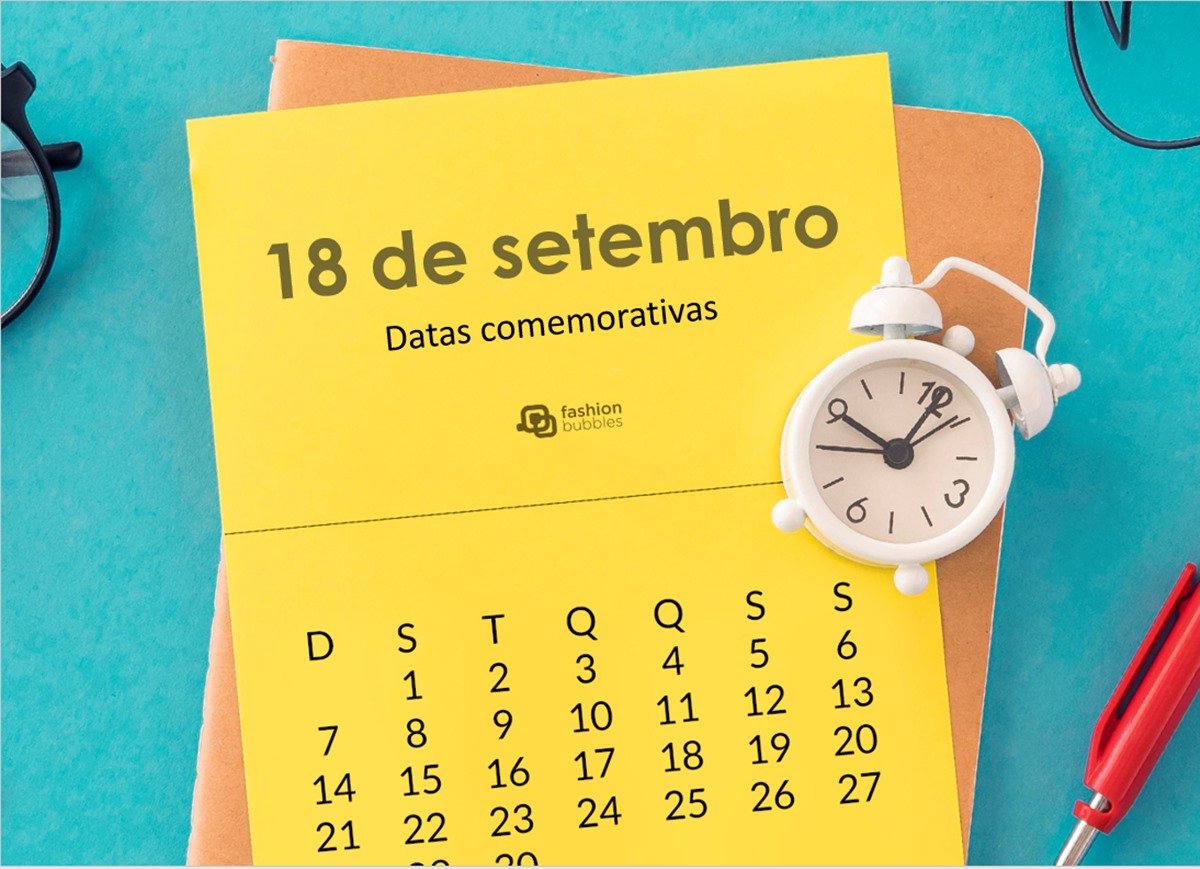 Foto de calendário amarelo com a data de hoje, 18 de setembro.