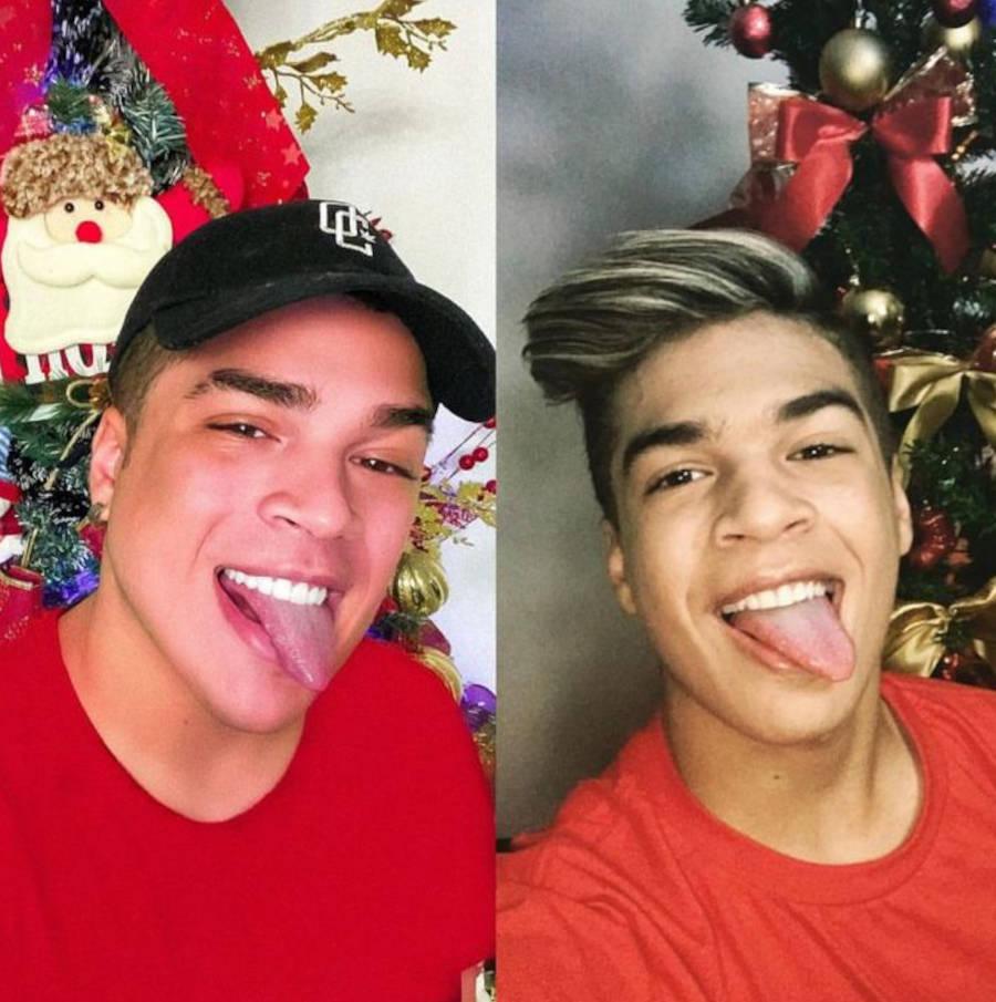 Foto de antes e depois de Lucas Santos no Natal