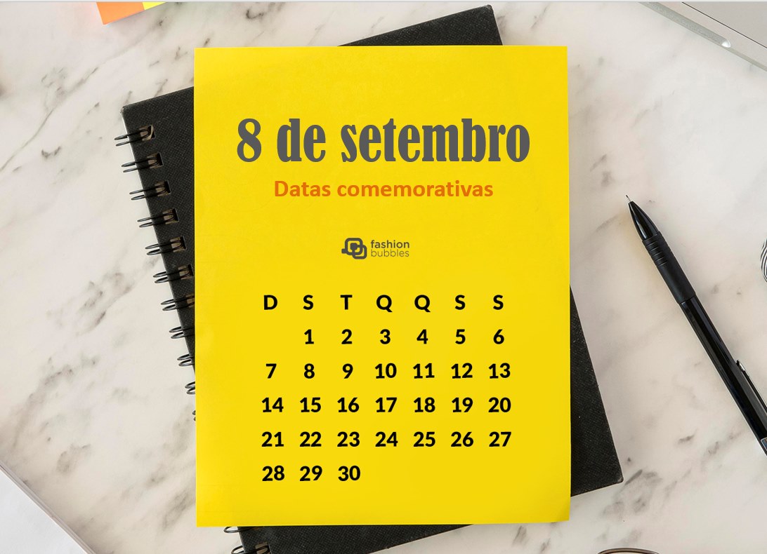 Foto de calendário amarelo com a data de hoje, 8 de setembro,