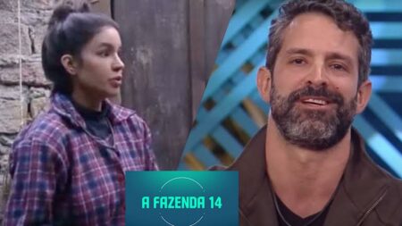 Kerline e Iran em momentos diferentes de A Fazenda.