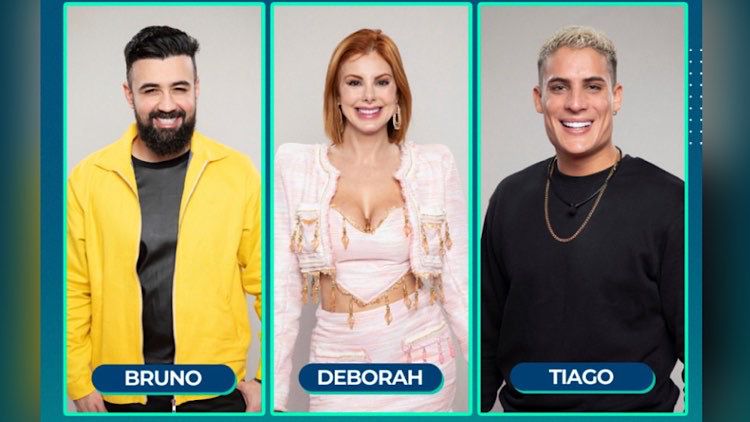 Imagem de Bruno, Deborah e Tiago para a roça de A Fazenda.