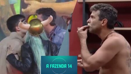 Iran Malfitano dando beijo em Tati e Thomaz e na academia.
