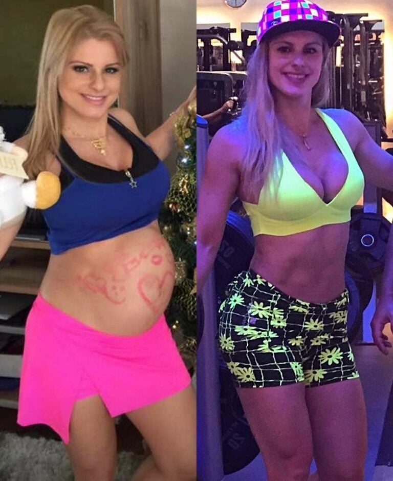 Deborah Albuquerque grávida e em janeiro de 2017 - antes e depois.