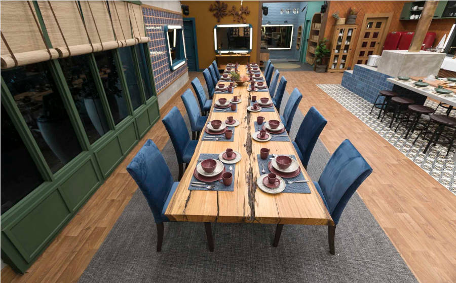 Sala de jantar decorada em A Fazenda 2022.